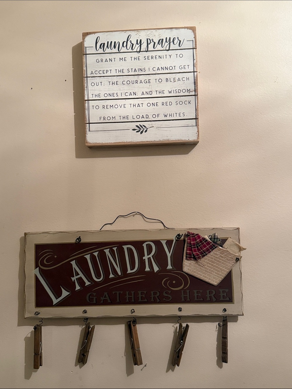 Laundry Wall Sign Decor in Cream and Brown - Unbranded